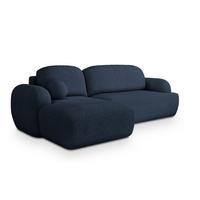 ECKSOFA MODENZA N L-S Blau Boucle-Stoff mit Schlaffunktion - Blau/Schwarz, Holz/Kunststoff (266/148cm) - MASSENO