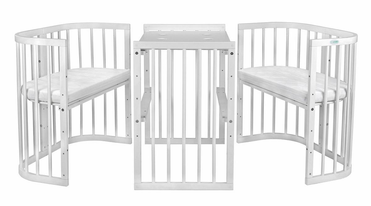 BABYBETT WHITE, 7in1 mit Matratze - Weiß/Grau, Holz (73/123cm) - waldin