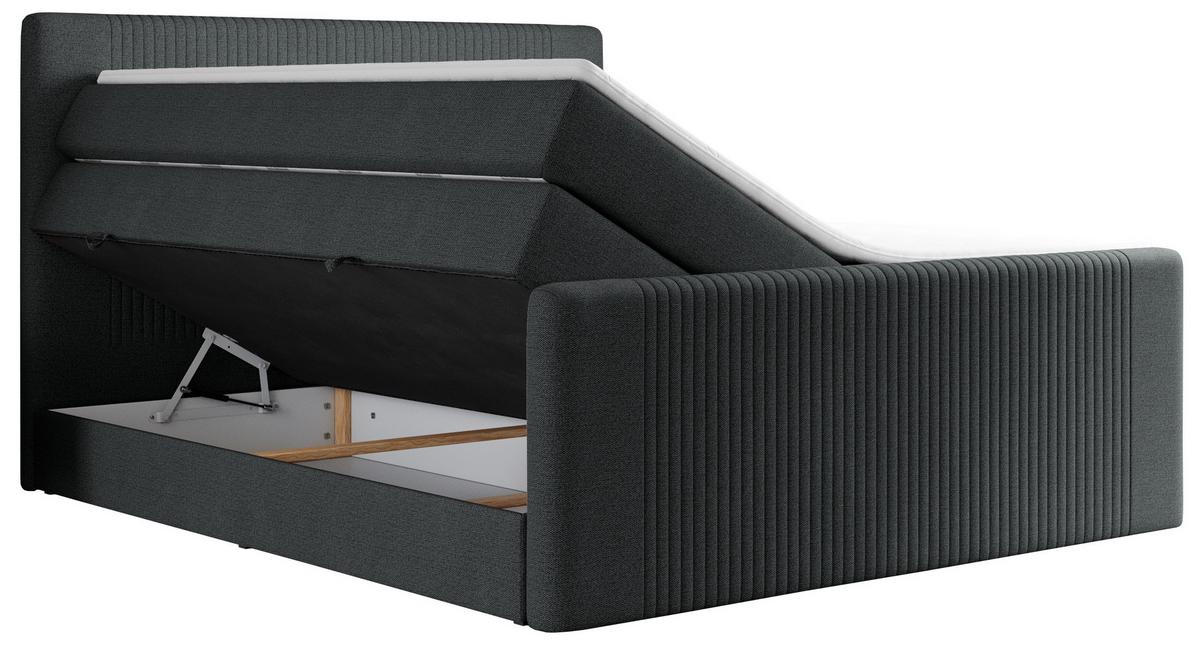 BOXSPRINGBETT KING DOREN 160/200 Dunkelgrau Struktur - H4 - Dunkelgrau, Holz/Textil (160/200cm) - MKS