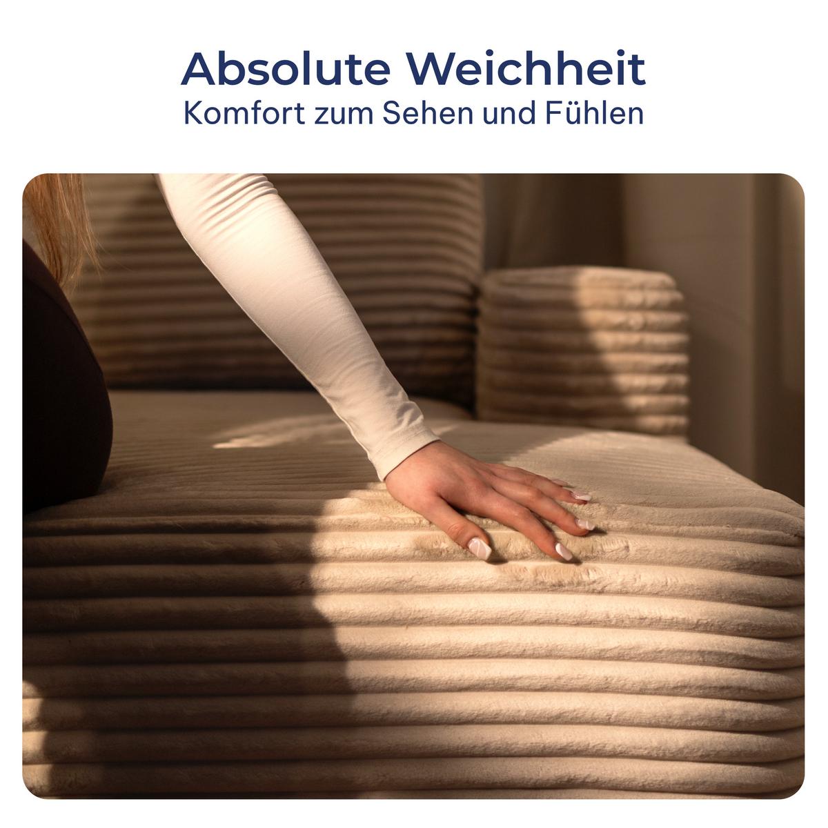 ECKSOFA ANKO modulares Boneless Sofa mit Schlaffunktion Hellgrau Kordstoff - Grau, Textil (270/160cm) - MASSENO