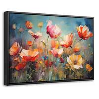 LEINWAND Bilder mit Rahmen - Blumen - Aquarell - Kunst - Botanisch - Natur - 60x40 - Orange, Textil (60/40cm) - MuchoWow