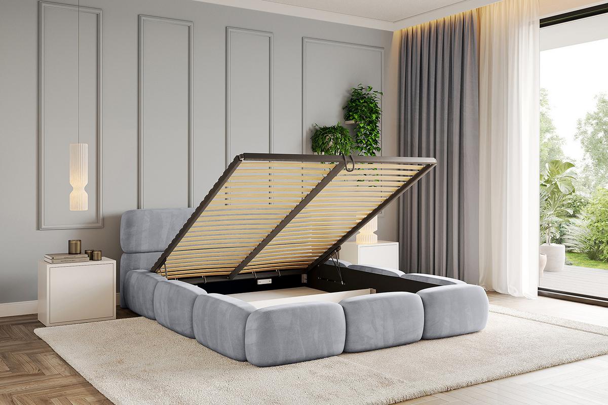 POLSTERBETT mit Bettkasten und Lattenrost, Boxbett ohne Matratze - ELVA-v1 180x200 Hellgrau - Hellgrau, Holzwerkstoff/Textil (180/200cm) - ALTDECOR