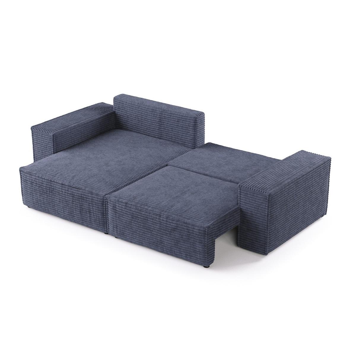 ECKSOFA SENSO mit Schlaffunktion Marin im Tilia Stoff - Schwarz/Dunkelblau, Holz/Holzwerkstoff (255/148cm) - AltaBeds