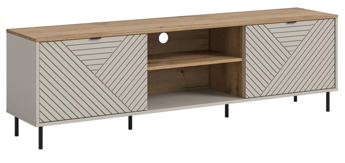 TV-LOWBOARD Kaschmir, Evoke Eiche 184 x 55 cm, TV Unterteil in modernem Design - Kaschmir/Eichefarben, Holzwerkstoff/Metall (184/55/40cm) - Inn.Furn
