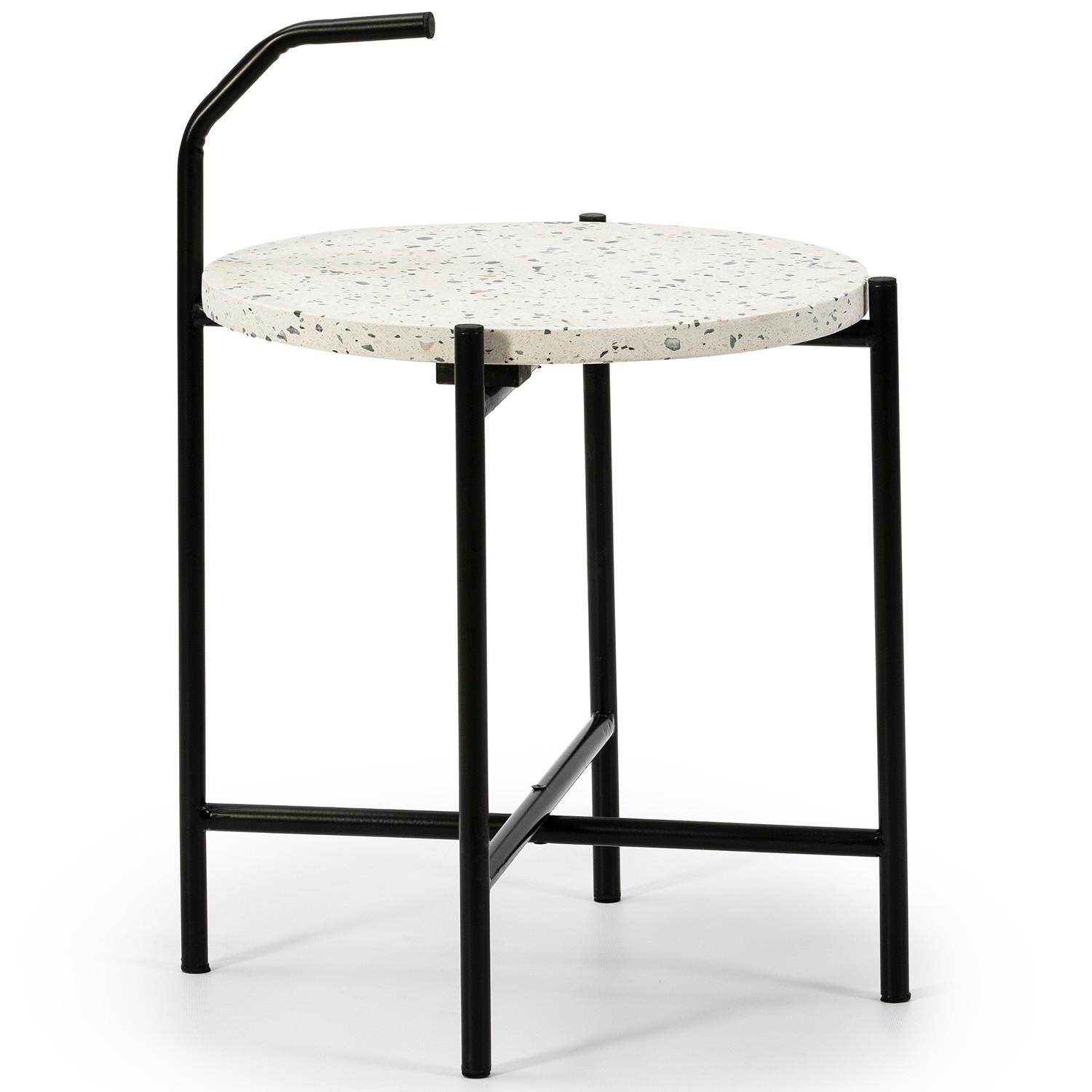 BEISTELLTISCH Yala, weißer Terrazzo - Weiß, Stein (51/41/41cm) - VS Venta-stock