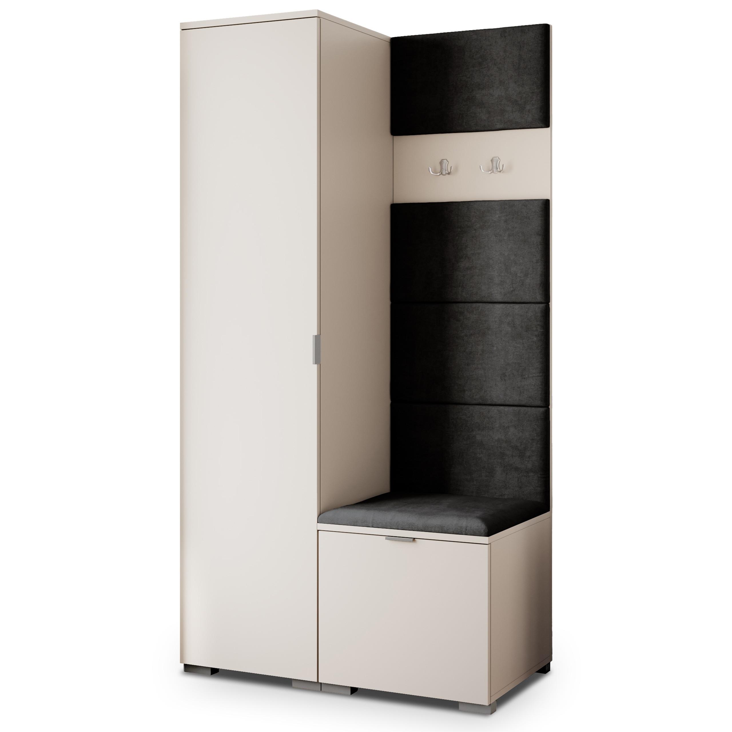 GARDEROBENSCHRANK LORI 95/181/51 cm Modern Kaschmir - Kaschmir/Schwarz, Holzwerkstoff (95/181/51cm) - MASSENO