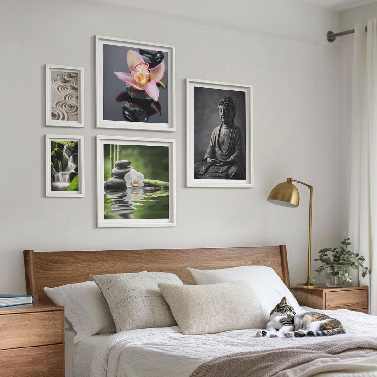 BILDER SET 5er Set - 50x50 cm & 20x30 cm & 40x60 cm Weißer Rahmen - Red Accents London - Weiß, Kunststoff (40/60cm) - TULUP