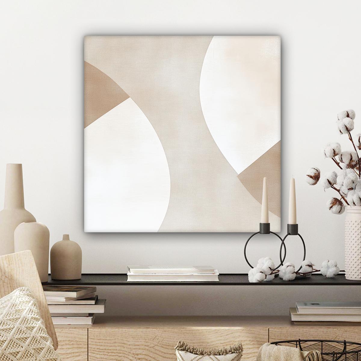 LEINWANDBILD Braun - Japandi - Abstrakt Wandbild Wohnzimmer 50x50 cm - Sandfarben, Textil (50/50cm) - MuchoWow