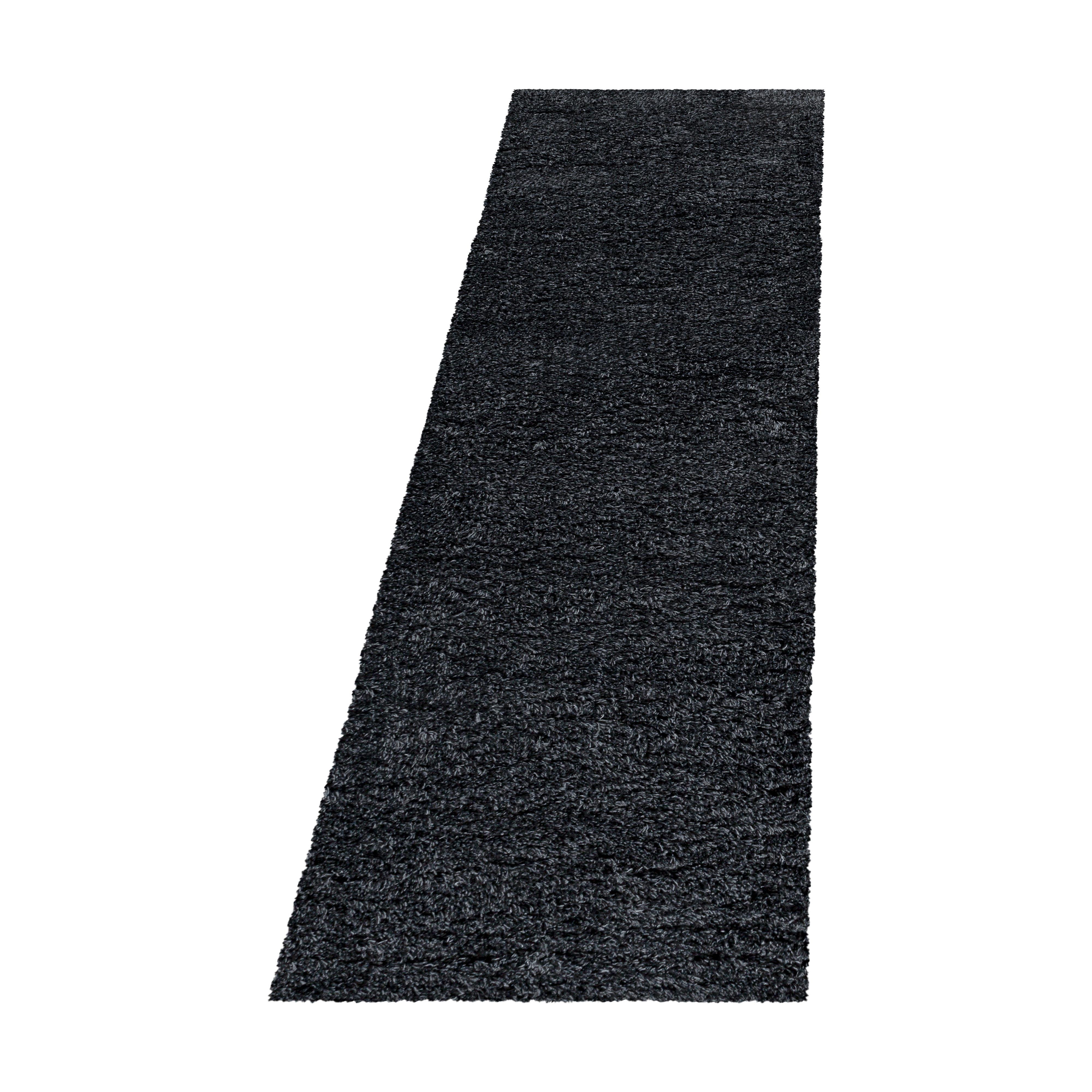 HOCHFLORTEPPICH SALZACH, einfarbig, Anthrazit, 80 x 250 cm - Anthrazit, Textil (250/80cm) - KADIMA DESIGN