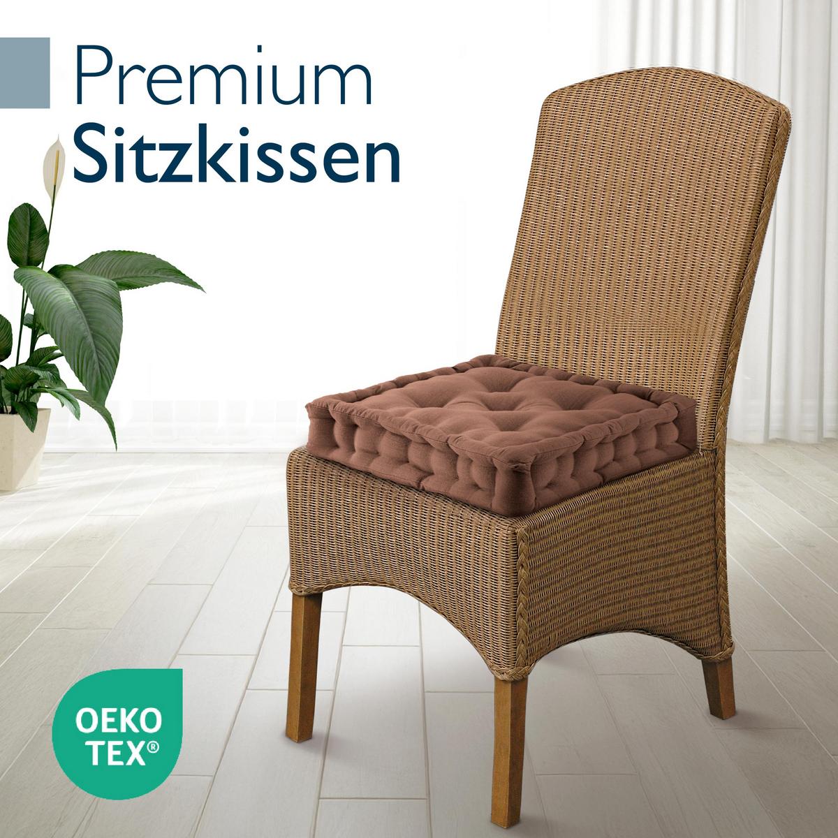 STUHLKISSEN Mila 40/40/8cm Braun (4tlg) - Braun, Textil (40/40/8cm) - Beautissu 