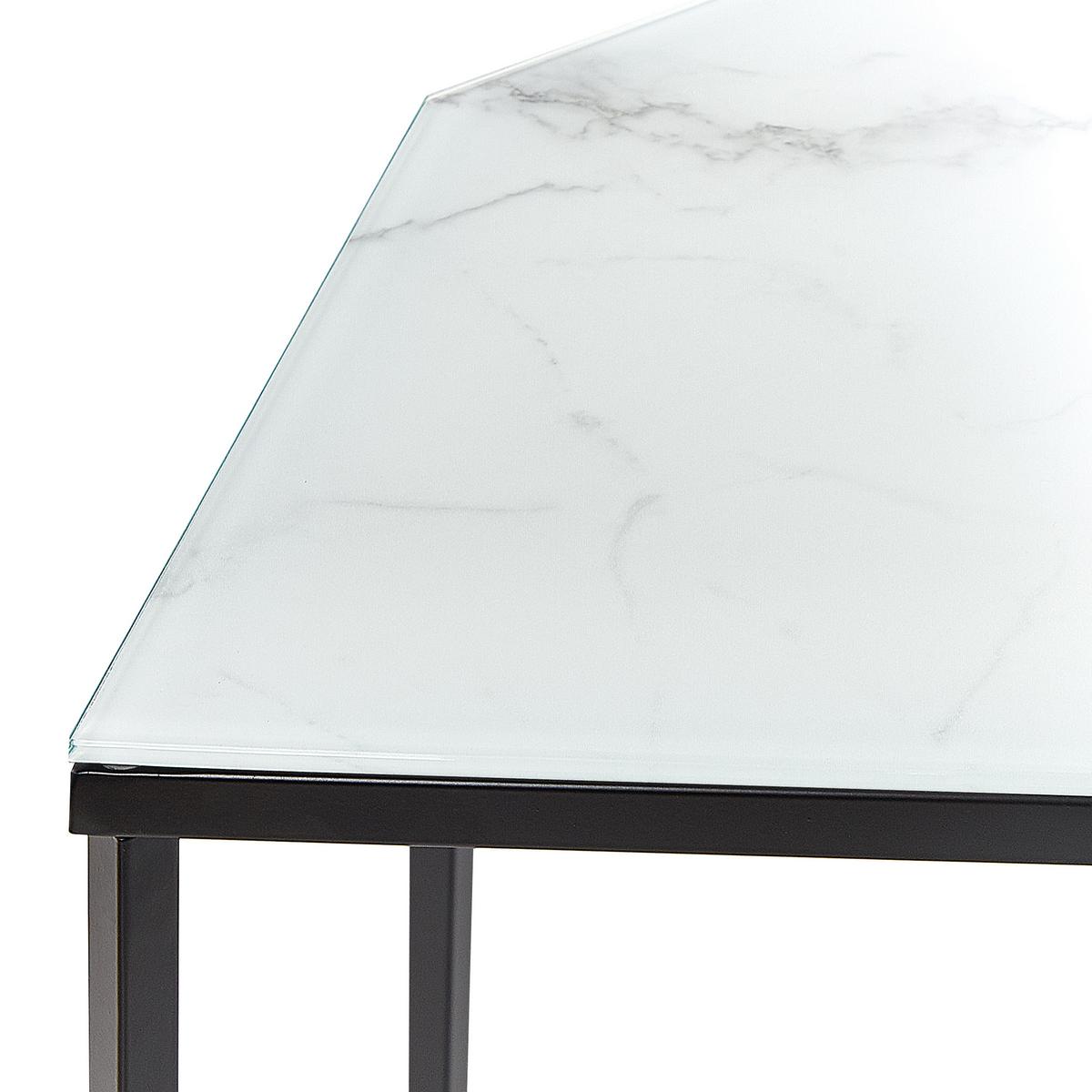 KONSOLENTISCH Marmor Optik weiß/schwarz Perrin - Schwarz/Weiß, Glas (35/120/75cm) - Beliani