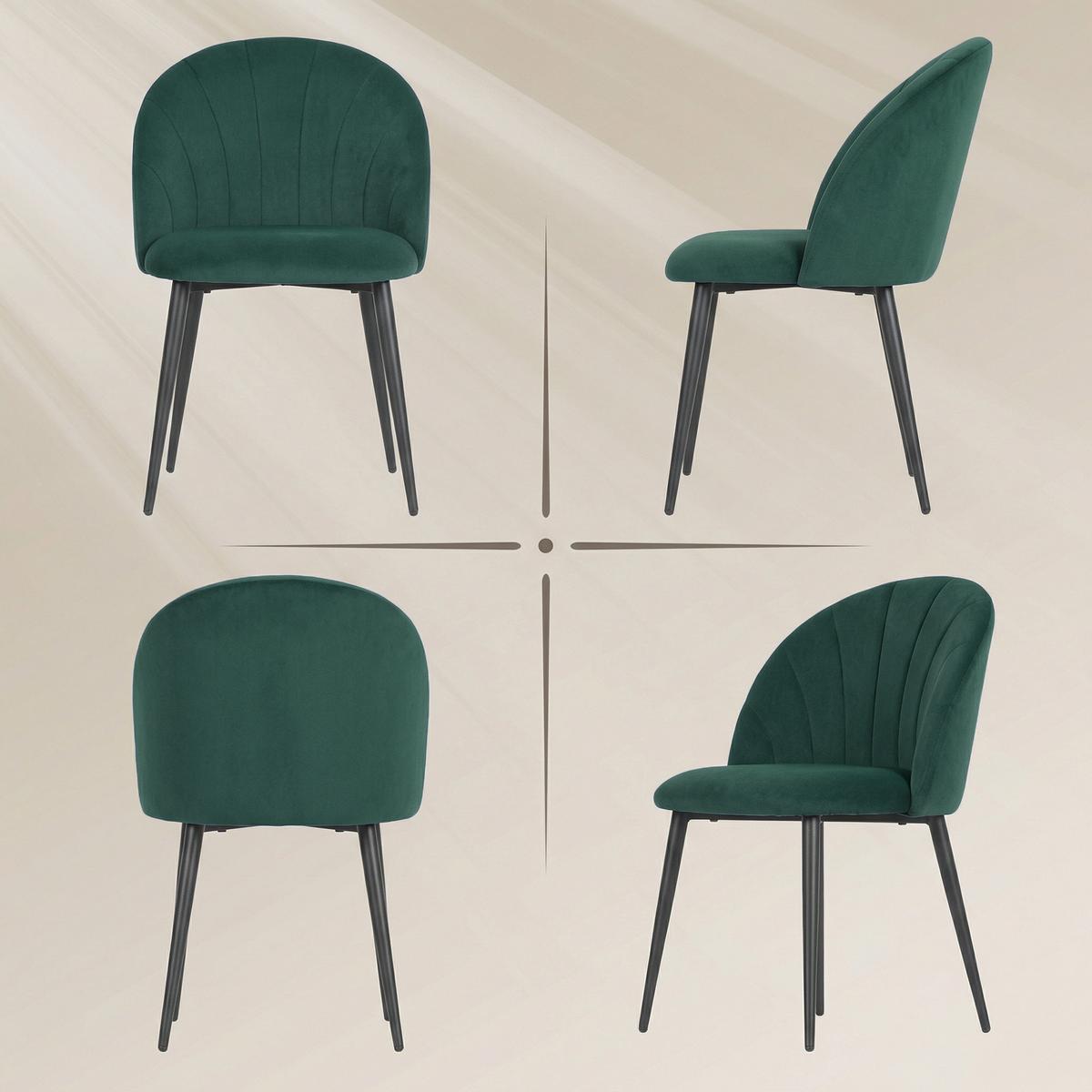 ESSZIMMERSTÜHLE 2ER-SET Dunkelgrün - Dunkelgrün/Schwarz, Textil/Metall (52/79/54cm) - HOMCOM