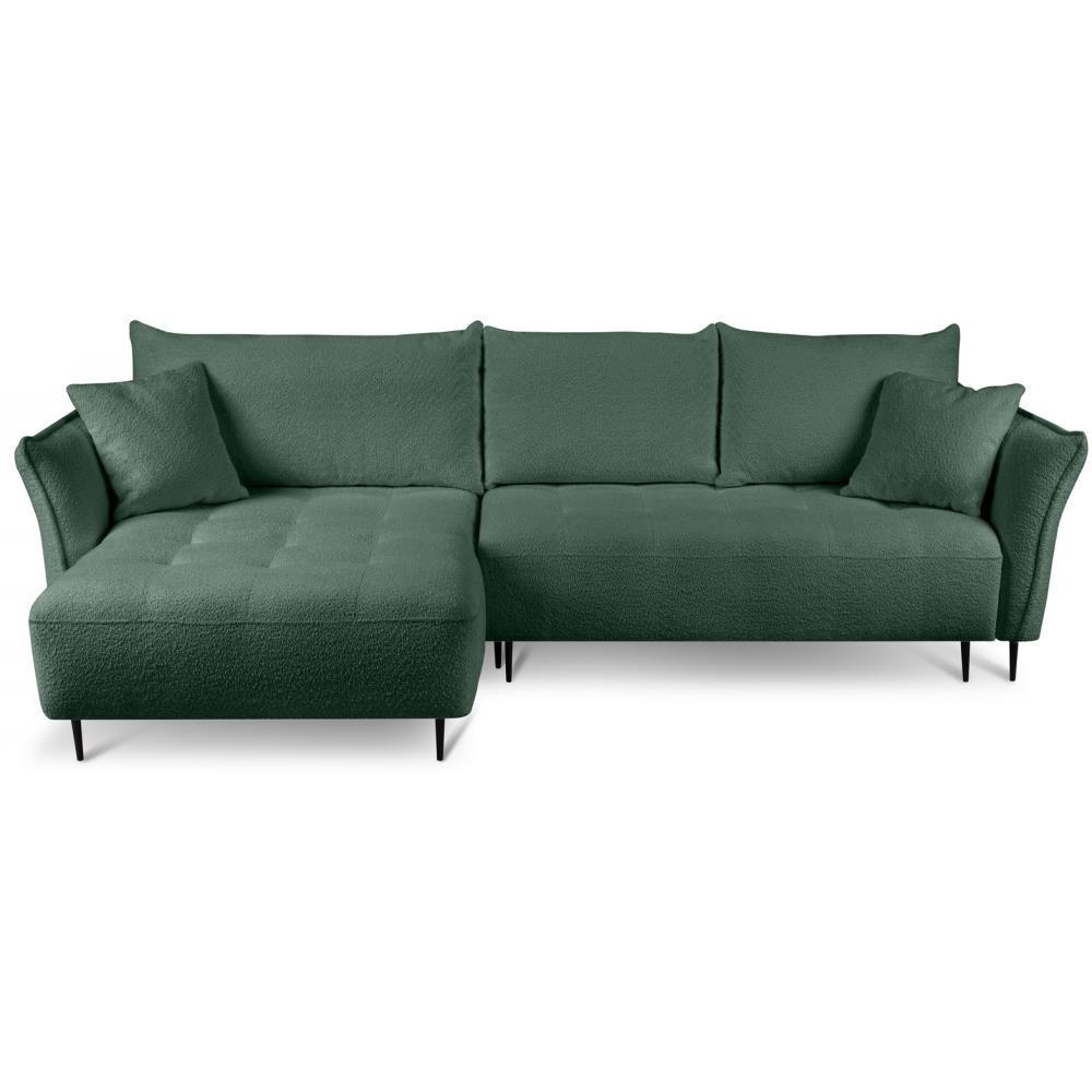 ECKSCHLAFSOFA Bari links grün - Schwarz/Grün, Textil (276/158cm) - Beautysofa