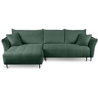 ECKSCHLAFSOFA Bari links grün - Schwarz/Grün, Textil (276/158cm) - Beautysofa