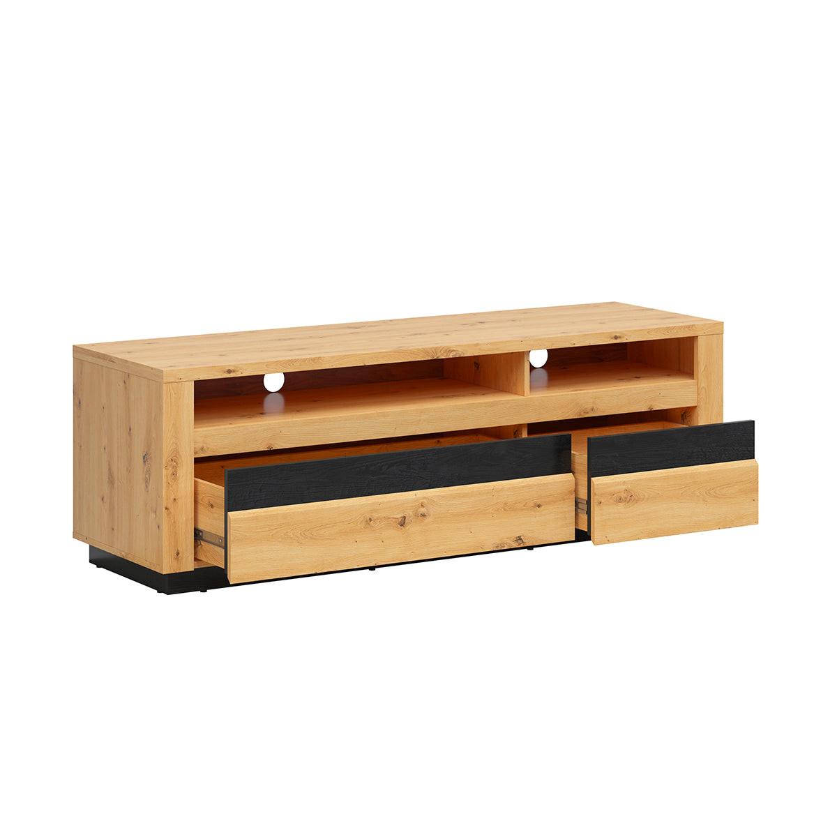 TV-MÖBEL Glenn Holz und Schwarz - Braun, Holzwerkstoff (161/53/48cm) - Petits-meubles