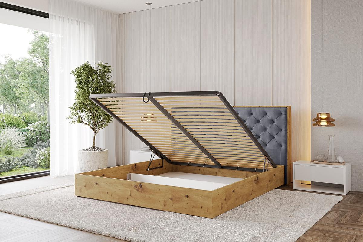 POLSTERBETT mit Bettkasten und Lattenrost, Bett mit Matratze H3/H4 - ENZO3 180x200 Dunkelgrau - Dunkelgrau, Holzwerkstoff/Textil (180/200cm) - ALTDECOR