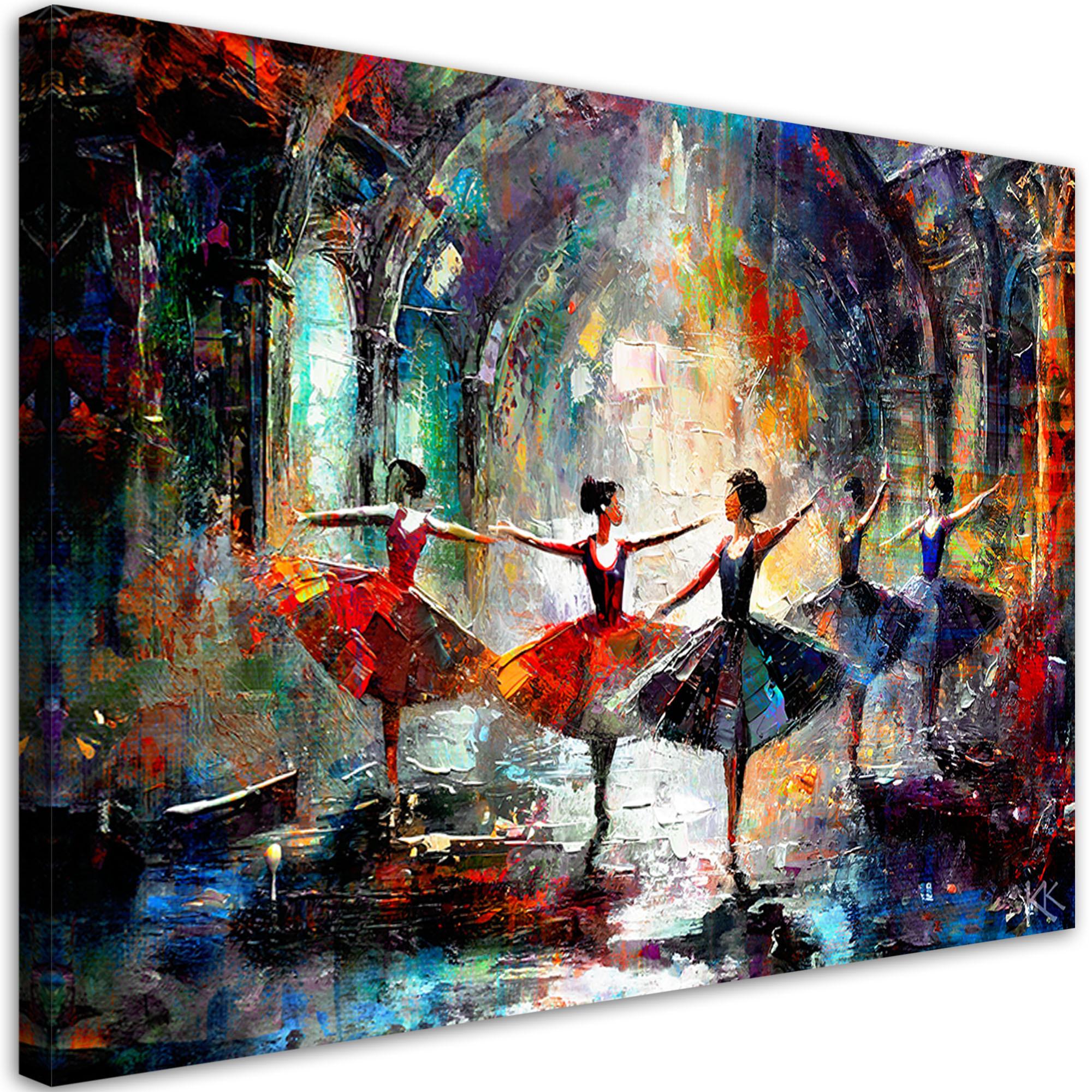 LEINWANDBILD Ballerinas Tanz Musik 100x70cm - Multicolor, Textil (100/70cm) - Feeby