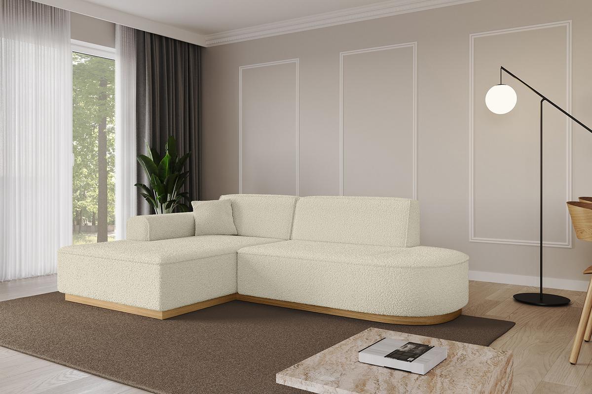 ECKSOFA Ottomane Links IREA-L1-v2 - 232x165x80 cm Beige - Hellbraun/Creme, Holzwerkstoff/Textil (232/165cm) - ALTDECOR