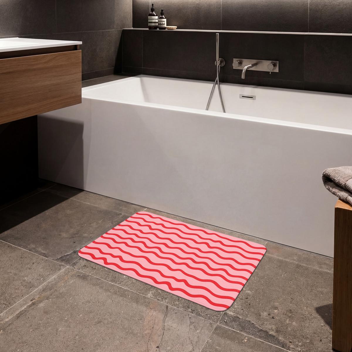 BADEMATTE Verspielt - Muster - Rot 60x40 cm - Rosa, Textil (60/40cm) - OnlyWow