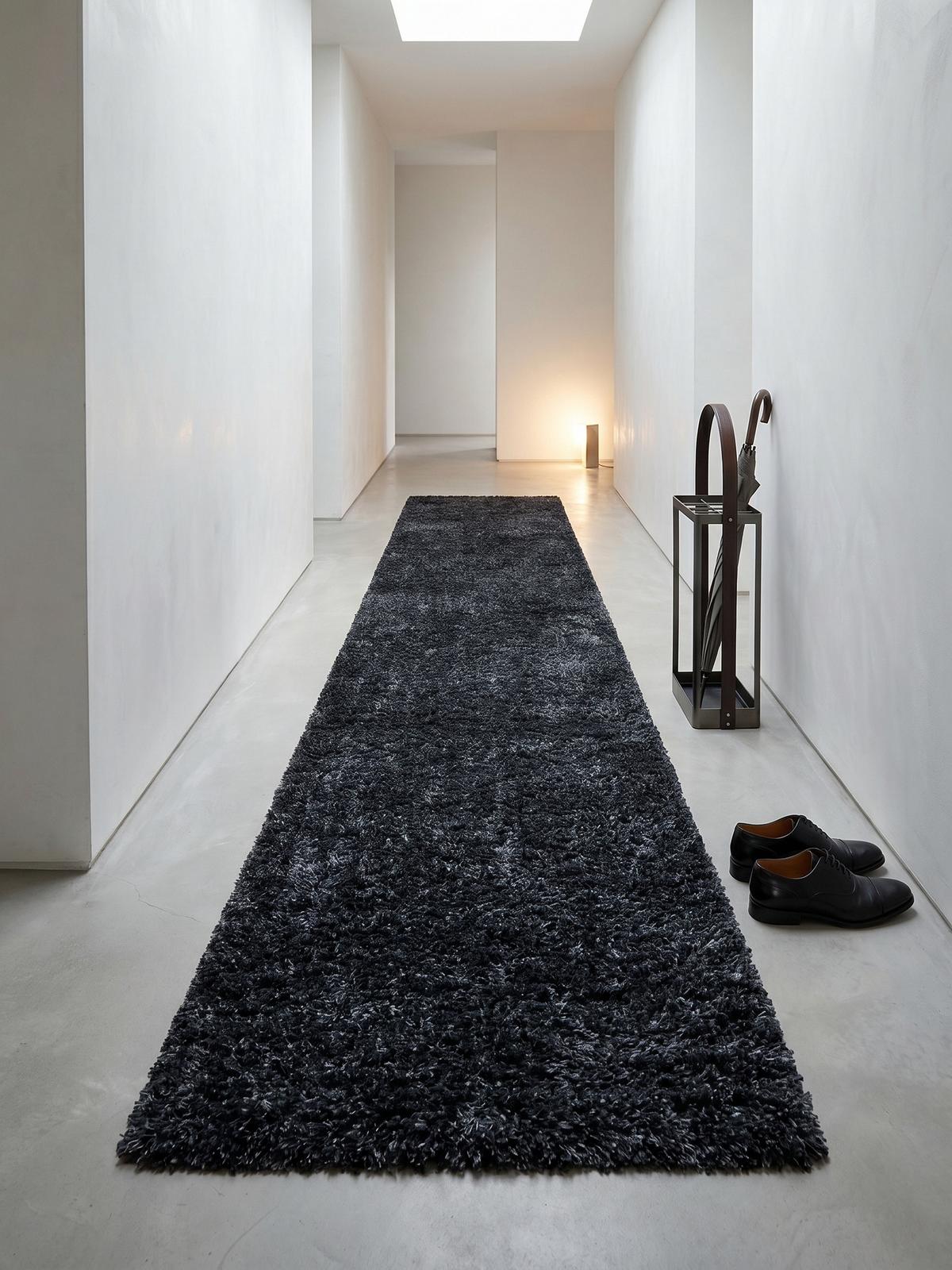 HOCHFLORTEPPICH SALZACH, einfarbig, Anthrazit, 80 x 250 cm - Anthrazit, Textil (250/80cm) - KADIMA DESIGN