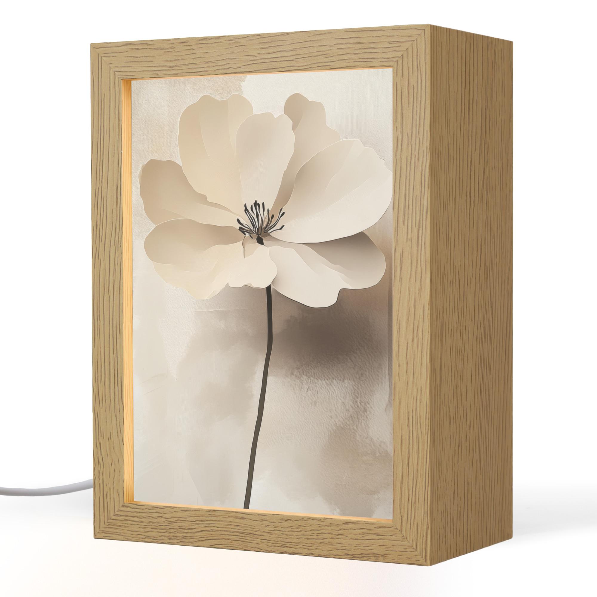 TISCHLEUCHTE Blume - Beige - Farbe - Schatten 15x20 cm - Alteiche, Holzwerkstoff (8/15/20cm) - OnlyWow