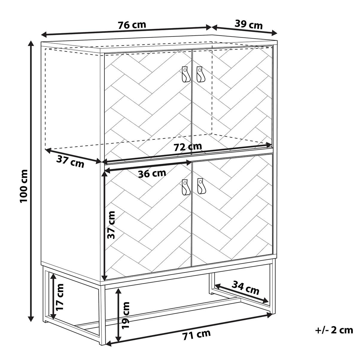 SCHRANK Dunkelbraun/Weiß Nueva - Weiß, Holzwerkstoff (76/100/39cm) - Beliani