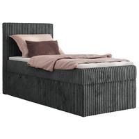 BOXBETT TILIANO 90/200 - Grau Cord - H3 - Visco Topper - Links - Grau, Textil (90/200cm) - MKS