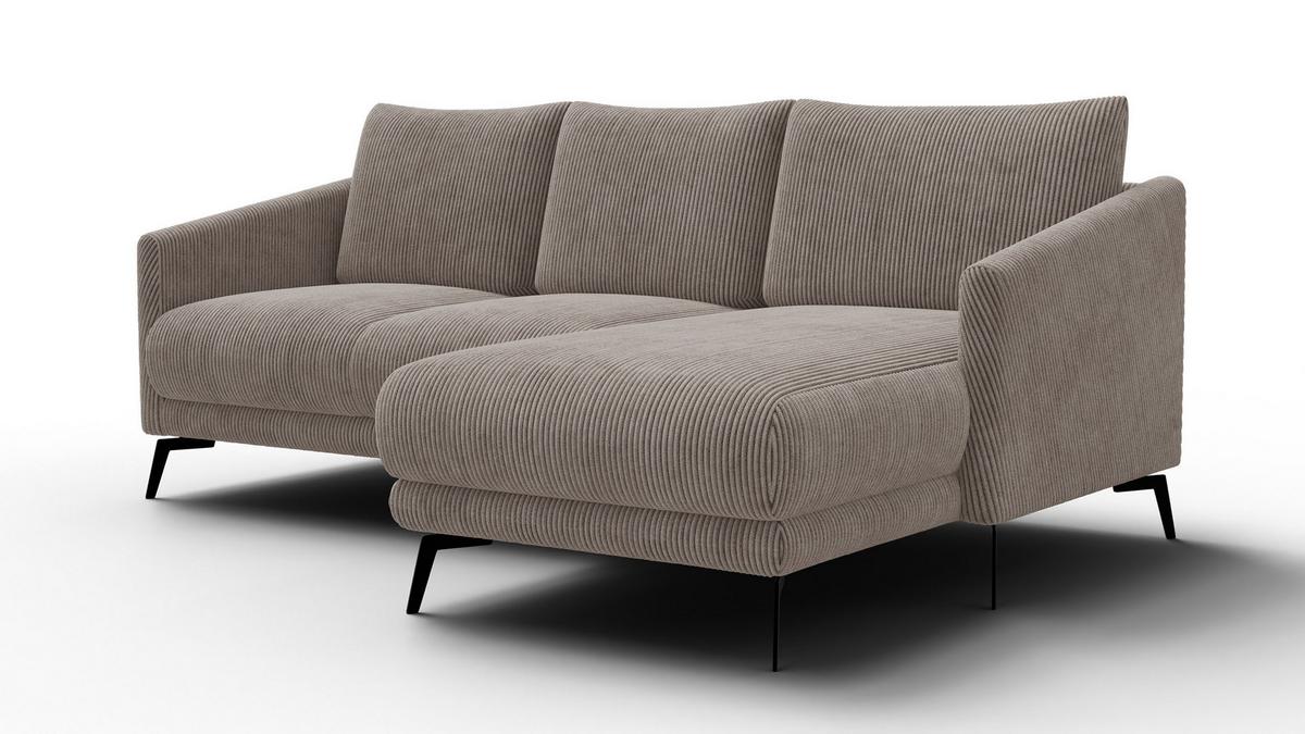 ECKSOFA VILT 3-Sitzer, taupe - Taupe/Schwarz, Holzwerkstoff/Textil (221/156cm) - Wozimo
