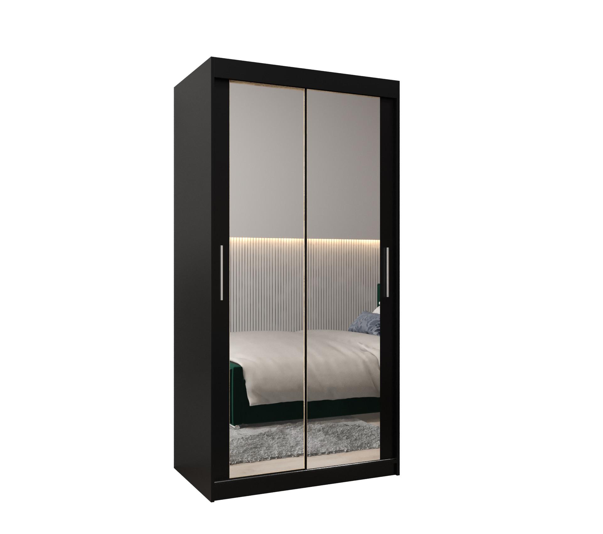 SCHWEBETÜRENSCHRANK 200/100/62 2-türig - Silberfarben/Schwarz, Holz/Kunststoff (100/200/62cm) - MÖBEL KRYSPOL