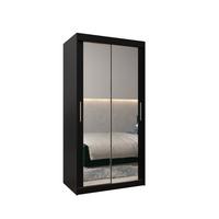 SCHWEBETÜRENSCHRANK 200/100/62 2-türig - Silberfarben/Schwarz, Holz/Kunststoff (100/200/62cm) - MÖBEL KRYSPOL