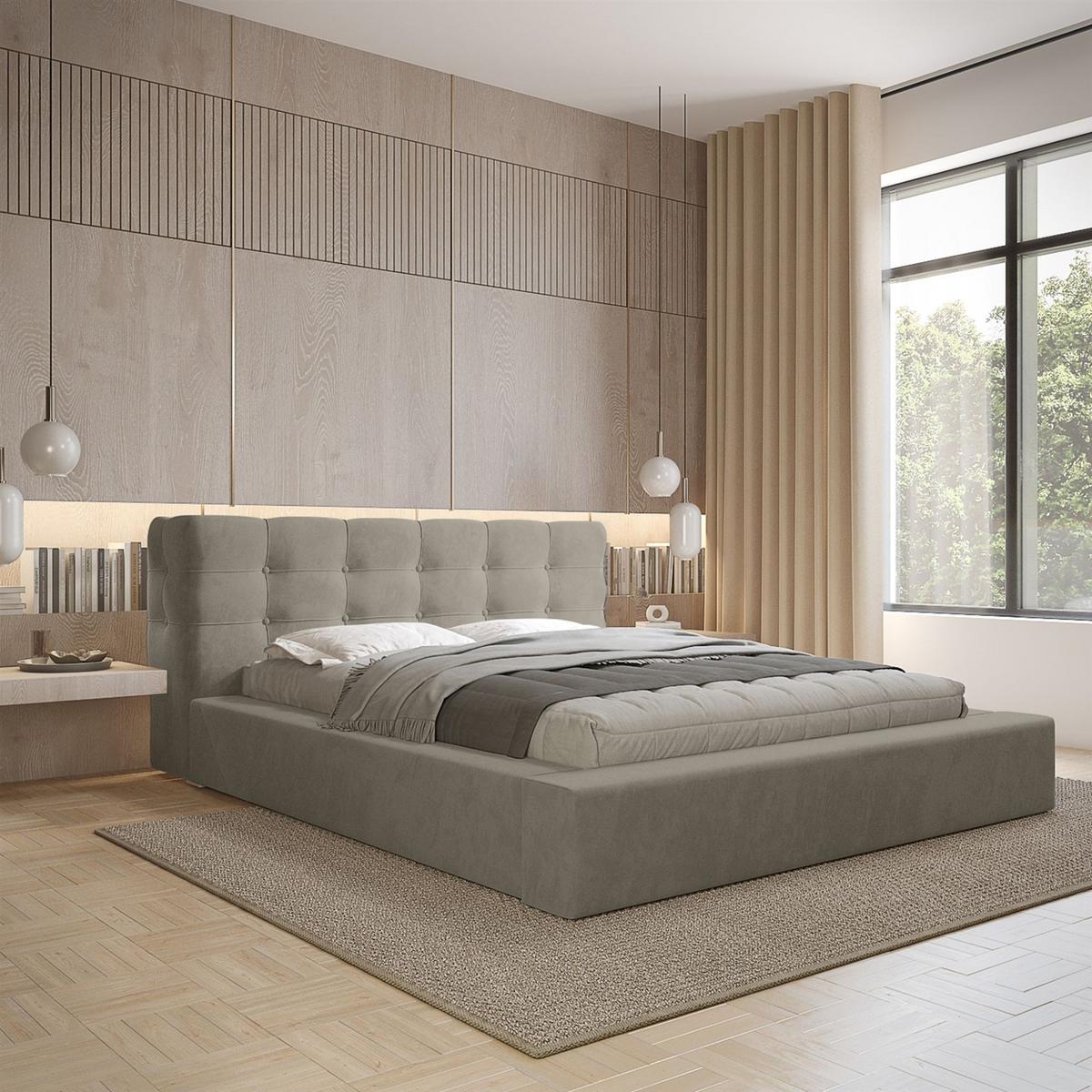 POLSTERBETT Antonio Stoff Ditra - Beige, Holzwerkstoff/Textil (160/200cm) - Fun Möbel