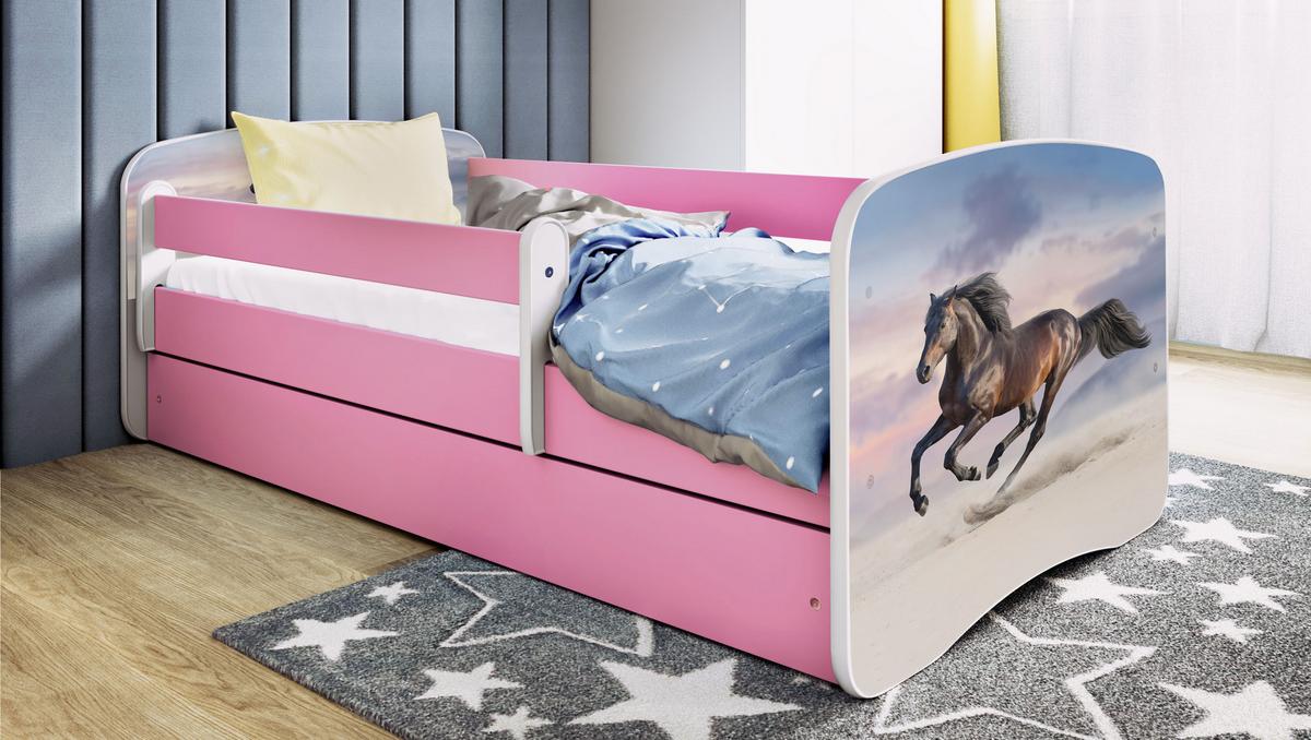 KINDERBETT Pferd im Galopp mit Schublade und Matratze 160/80 - Rosa, Holzwerkstoff (80/160cm) - RAUMHIRSCH FURNITURE