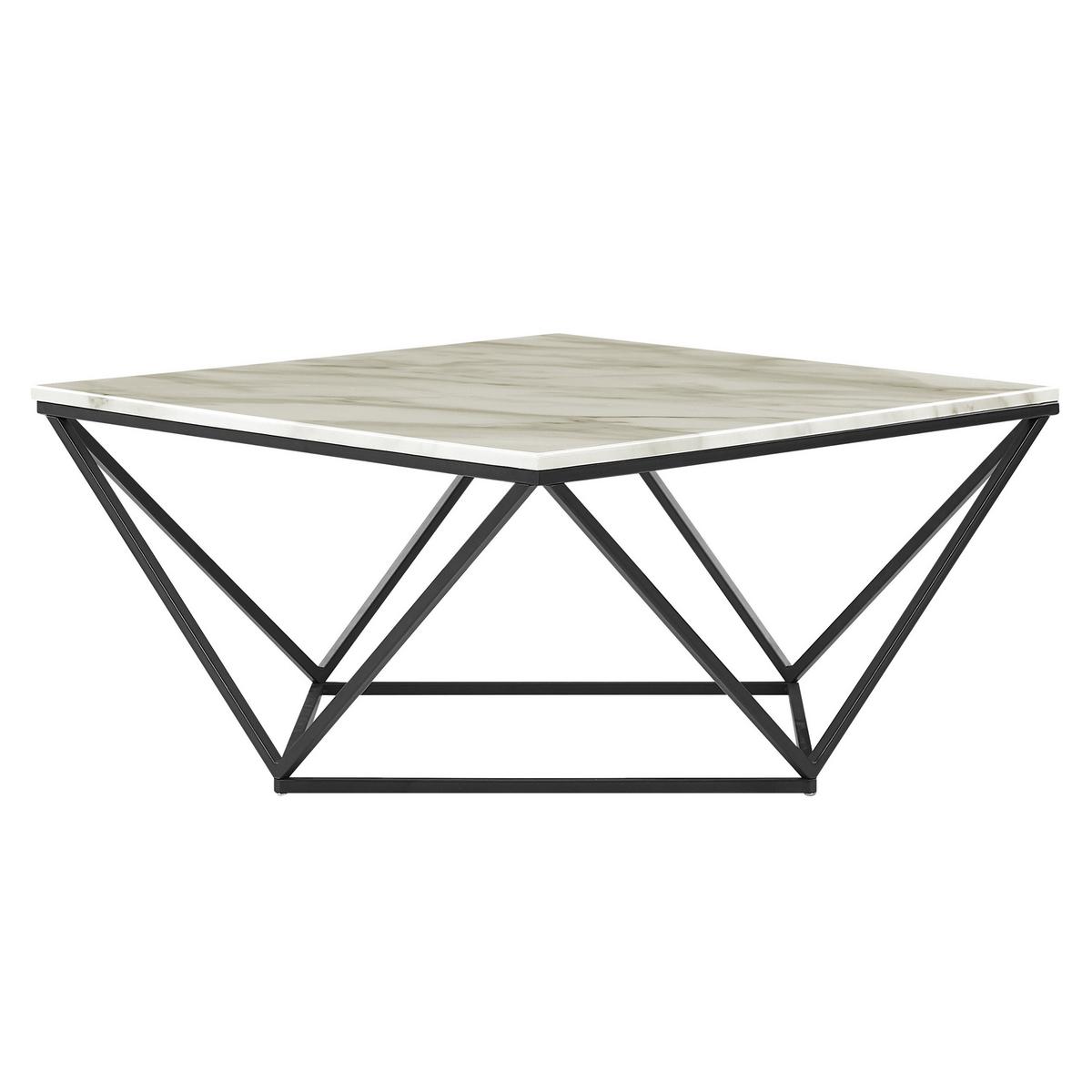COUCHTISCH Marmor Optik beige/schwarz quadratisch 80/80 cm Malibu - Beige/Schwarz, Holzwerkstoff (80/80/41cm) - Beliani