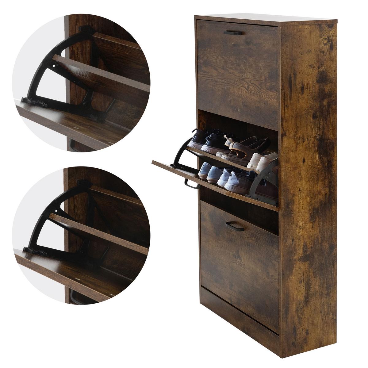 SCHUHSCHRANK - Dunkelbraun, Holzwerkstoff (24/120.5/60cm) - ML-DESIGN