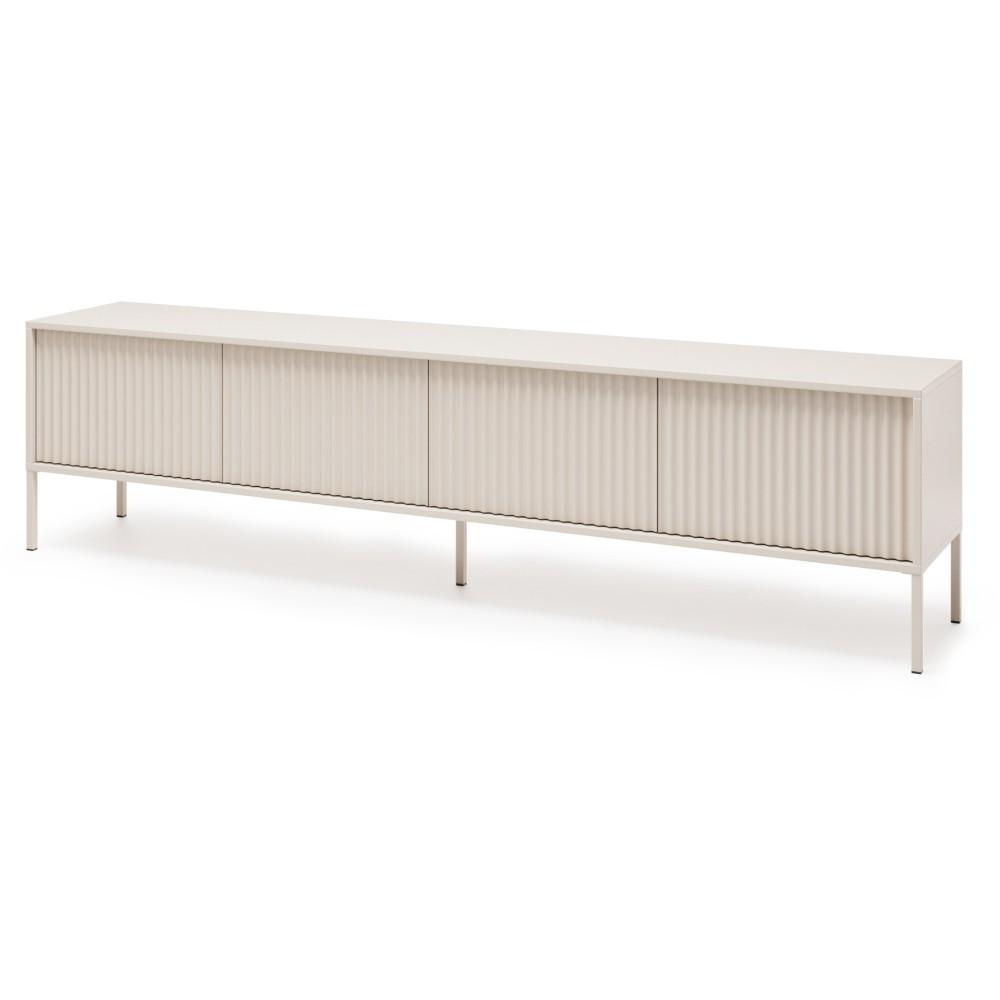 LOWBOARD Noto mit 4 Türen und geriffelten Fronten, 200 cm - Kaschmir, Holzwerkstoff (204/38/53cm) - Beautysofa