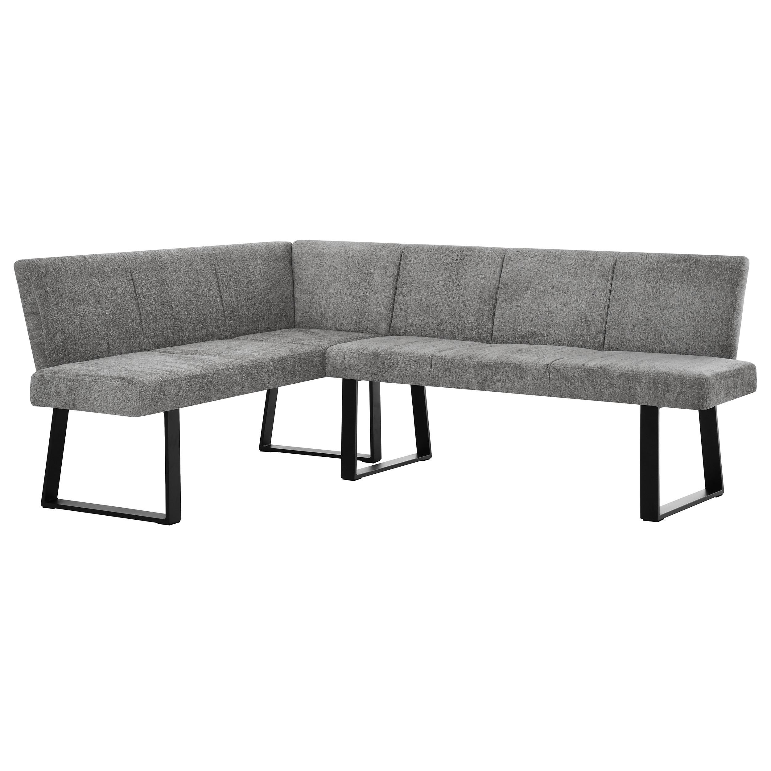 ECKBANK Velto 203x162 cm, mit Metallbeinen, Raven-Stoff, Grau - Schwarz/Grau, Metall (203/162cm) - Beautysofa