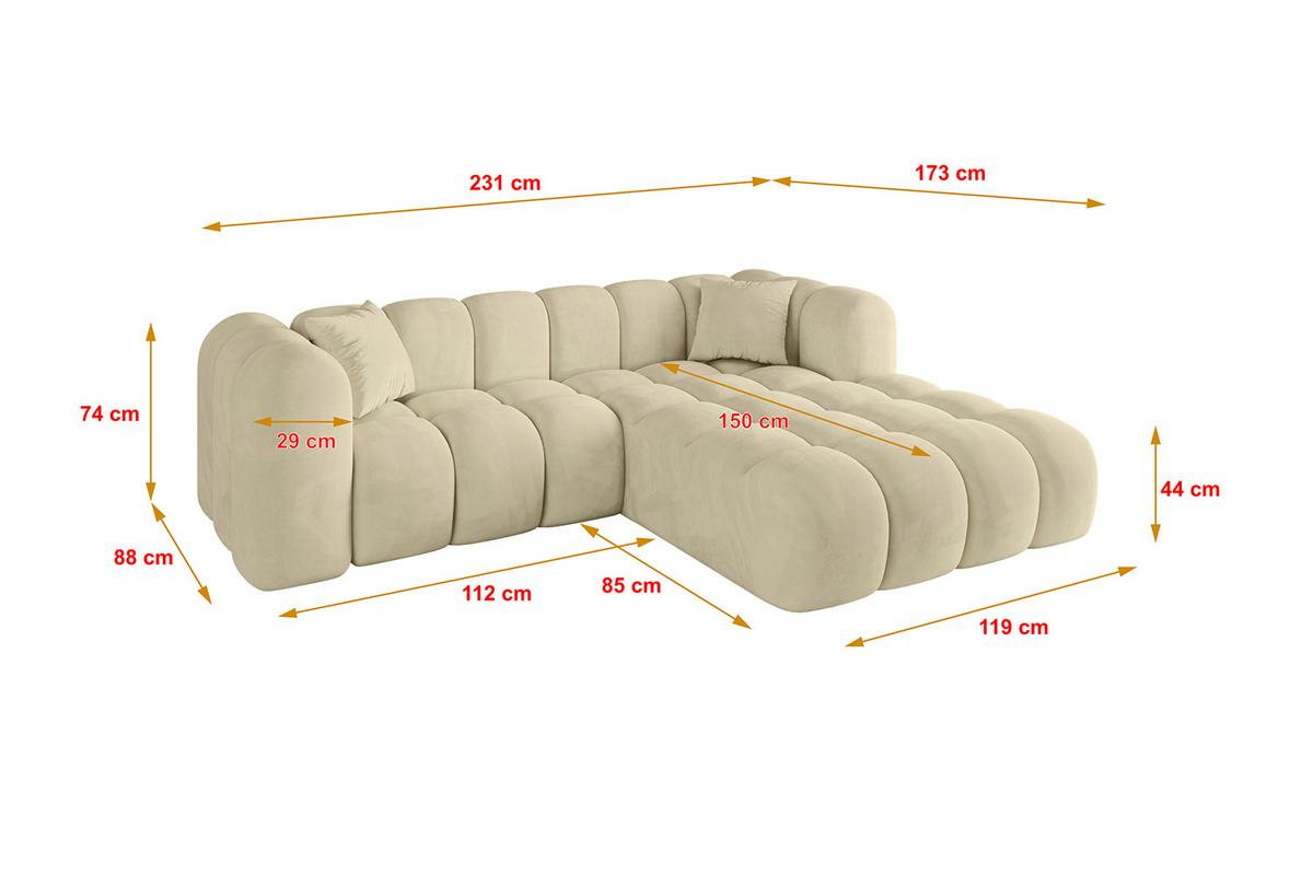 ECKSOFA Ottomane Rechts OLEA-L1 - 231x173x74 cm Taupe - Taupe/Schwarz, Holzwerkstoff/Kunststoff (231/173cm) - ALTDECOR