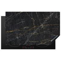 HERDABDECKPLATTE Marmor - Schwarz - Gold - Grau - Marmorstruktur Induktionsmatte 83x51 cm - Goldfarben, Kunststoff (83/51.5/0.2cm) - MuchoWow