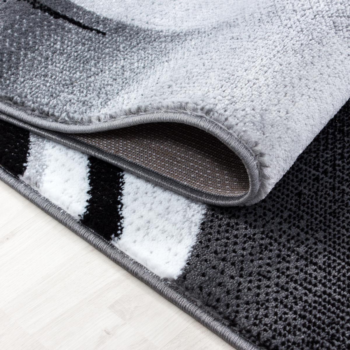 KURZFLORTEPPICH DRAU, mit abstraktem Wellenmuster, Schwarz, 120 x 170 cm - Schwarz, Textil (120/170cm) - KADIMA DESIGN