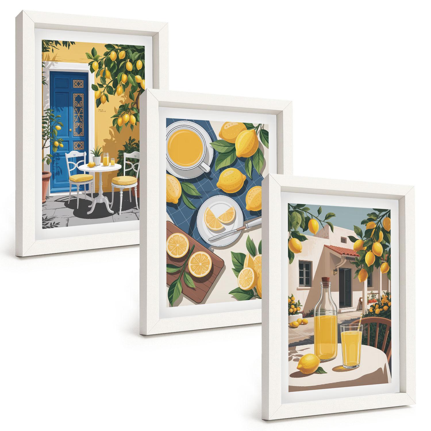 BILDER SET 3er Set - 20x30 cm Weißer Rahmen - Patio Sun Limonade - Weiß, Kunststoff (20/30cm) - TULUP