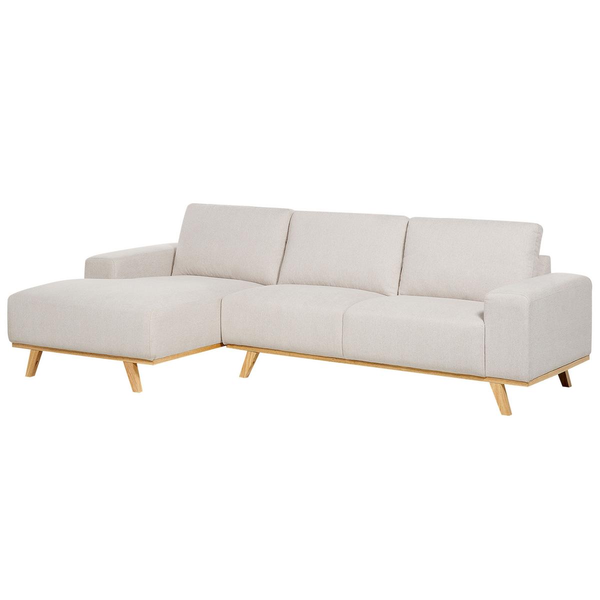 3-SITZER-ECKSOFA beige linksseitig Nora - Hellbraun/Beige, Textil (279/150cm) - Beliani