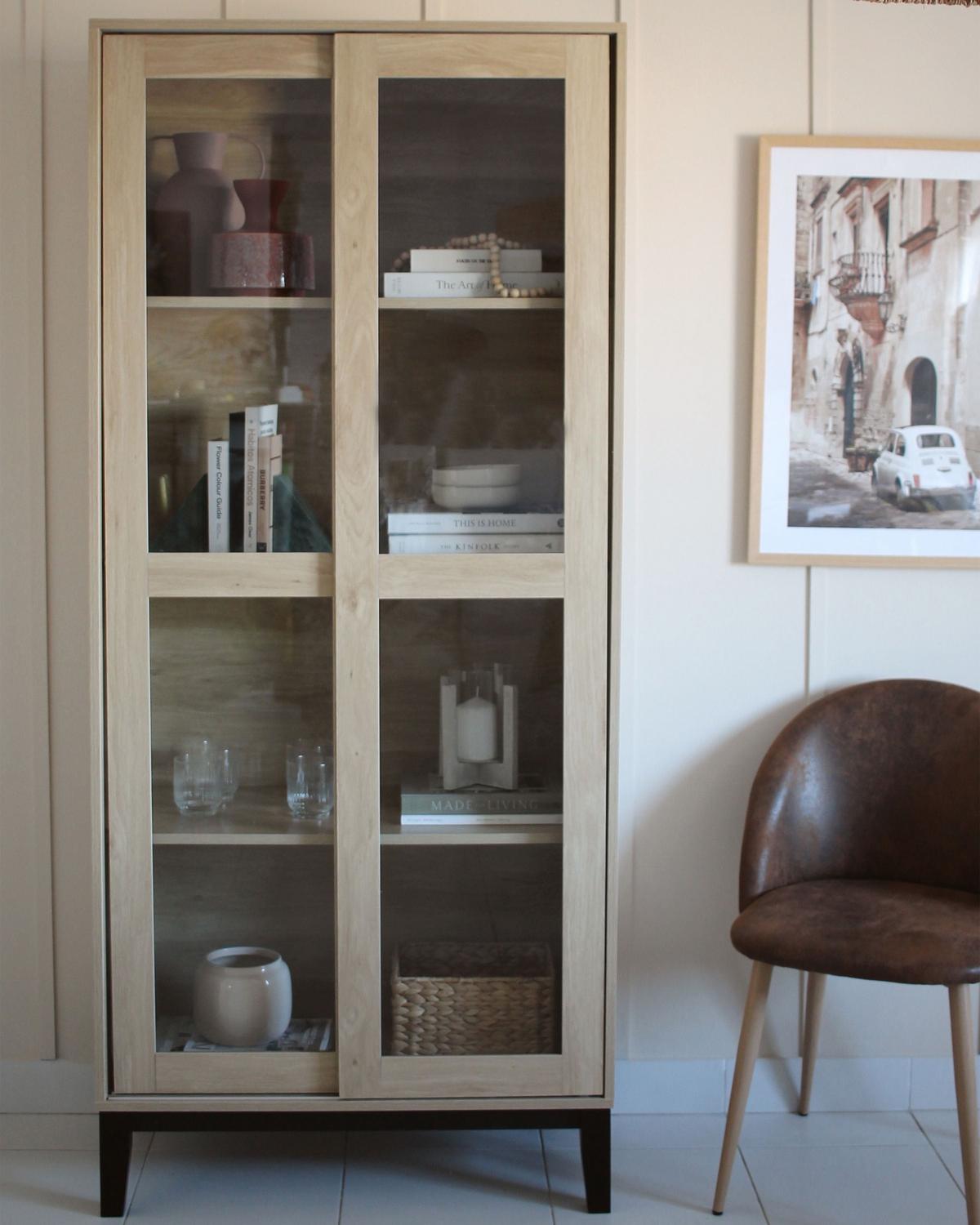 VITRINE mit Glastüren 80 cm Hellbraun Rumson - Braun, Holzwerkstoff (80/183/40cm) - Beliani