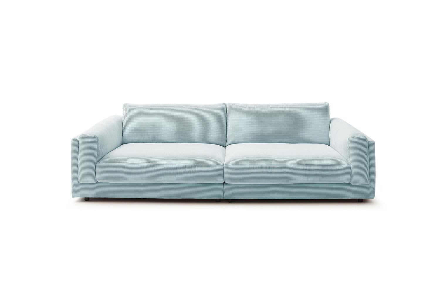 BIG SOFA RAINA Hellblau Cord - Schwarz/Hellblau, Kunststoff/Textil (254/85/150cm) - KAWOLA