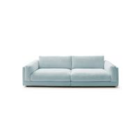 BIG SOFA RAINA Hellblau Cord - Schwarz/Hellblau, Kunststoff/Textil (254/85/150cm) - KAWOLA