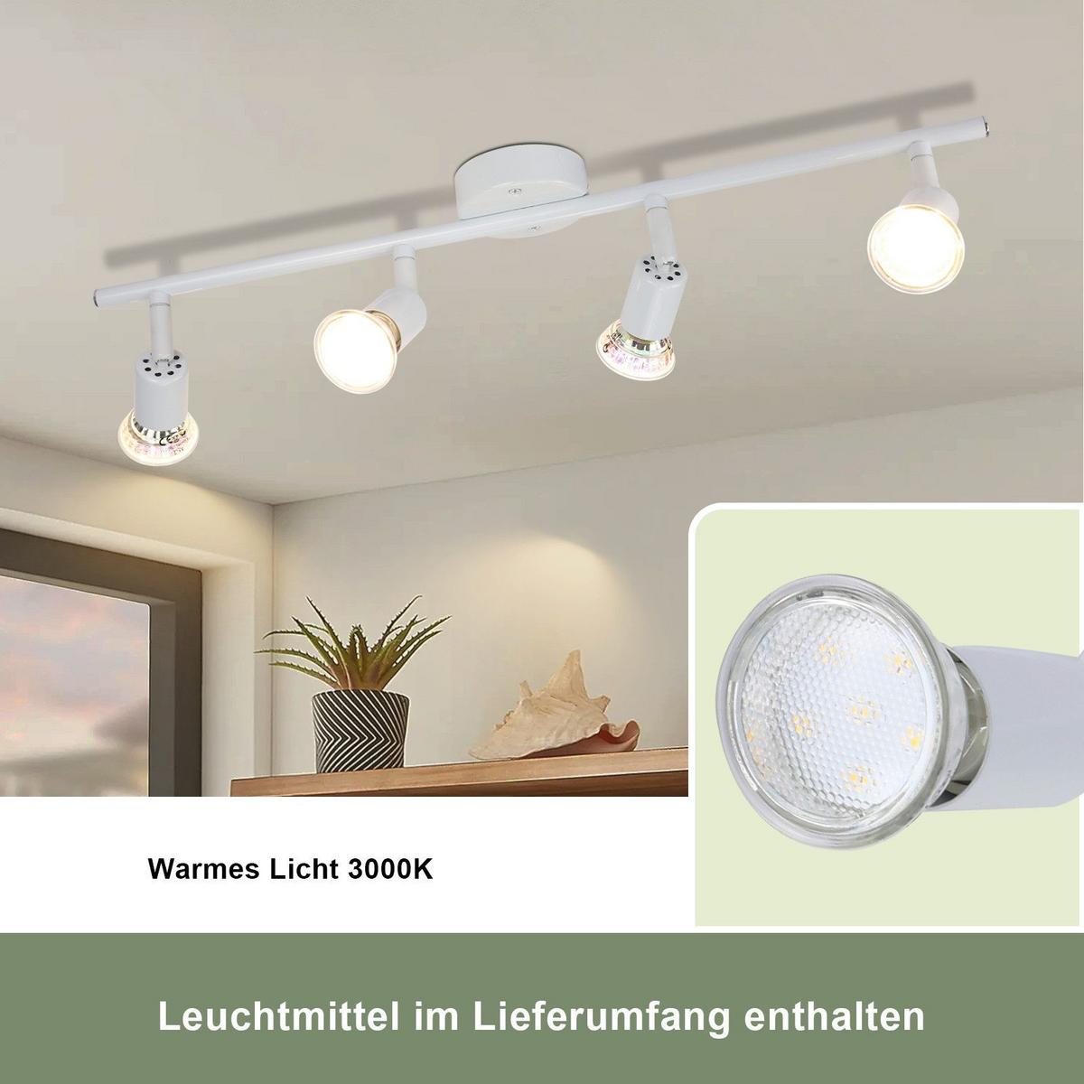 DECKENSTRAHLER Maidment 4-flammig 54/15/3.2cm - Weiß, Metall (54/15/3.2cm) - Nettlife