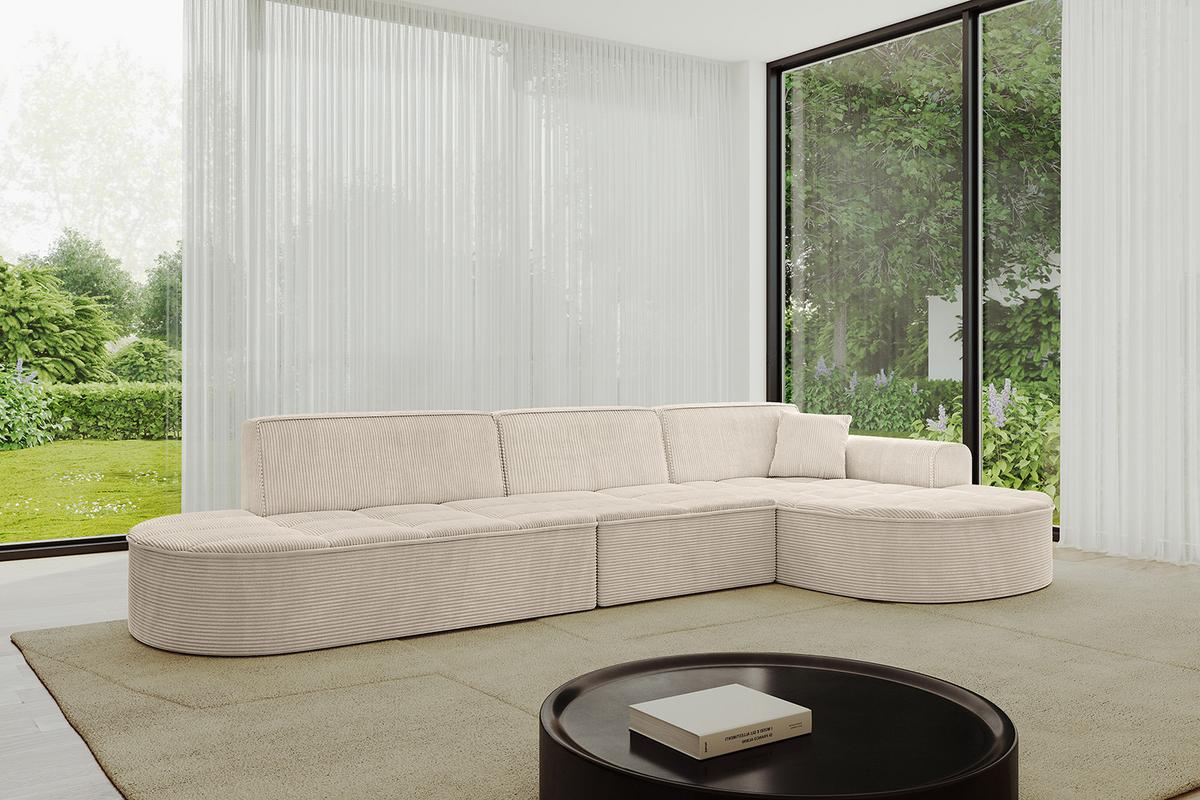 ECKSOFA Ottomane Rechts TARO-L2 - 328x171x79,5 cm Beige - Beige, Holzwerkstoff/Textil (328/171cm) - ALTDECOR