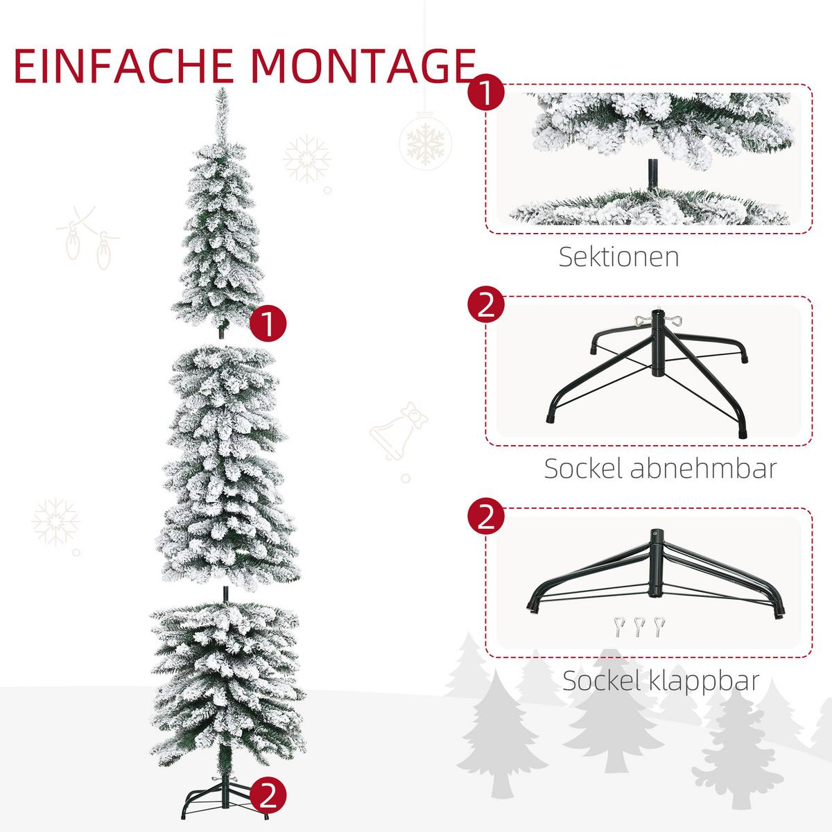 KÜNSTLICHER Weihnachtsbaum, 210 cm Christbaum mit 490 Spitzen für Weihnachten - Weiß/Grün, Kunststoff/Metall (210cm) - HOMCOM