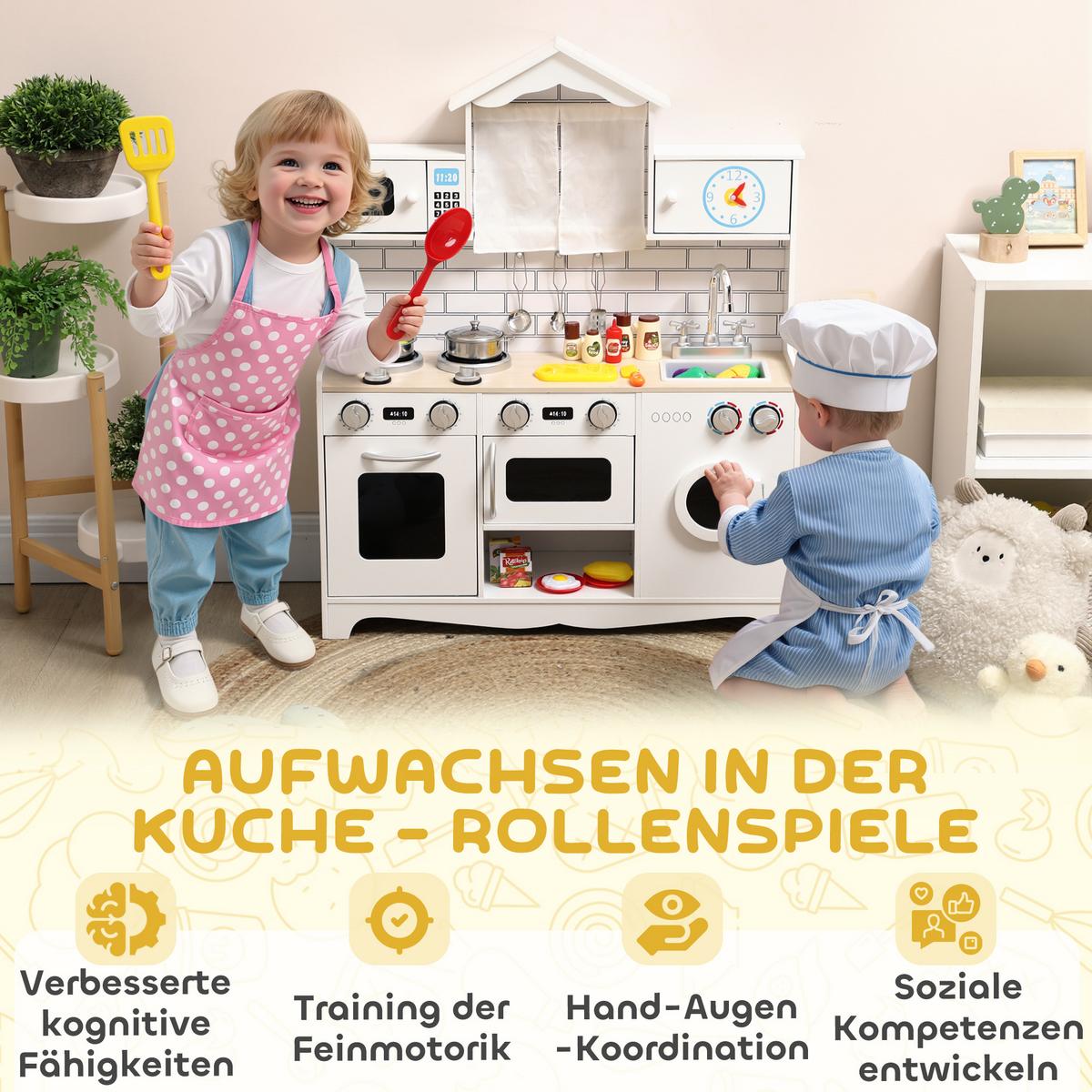 SPIELKÜCHE MDF Weiß - Weiß, Holzwerkstoff (24/79.5cm) - AIYAPLAY