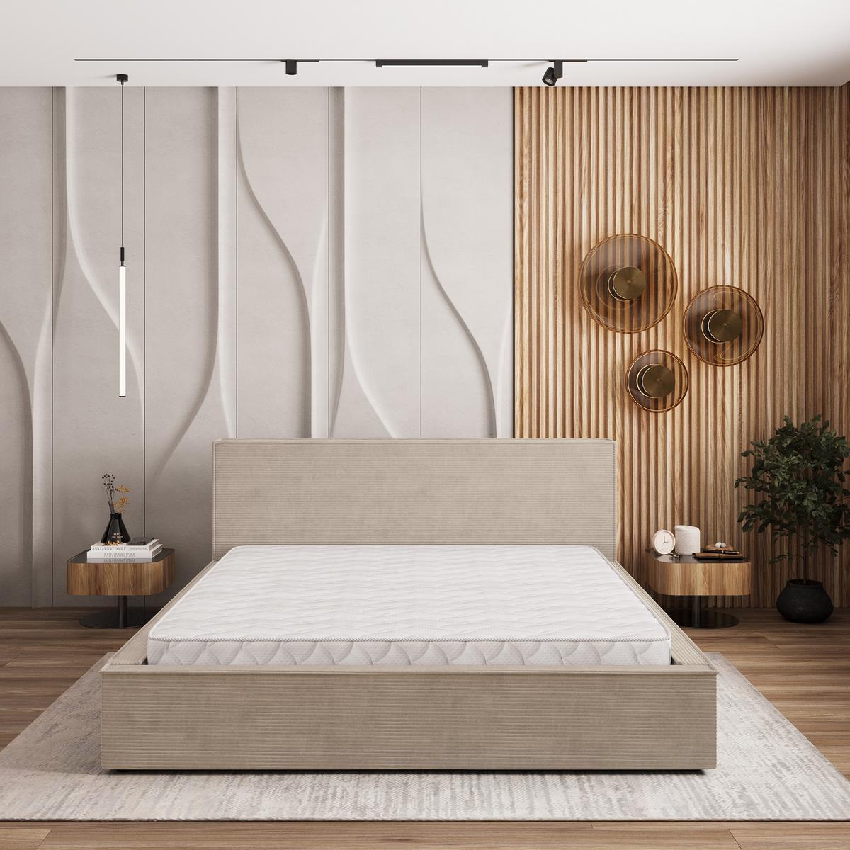 POLSTERBETT CELORA P 120x200 cm mit Bettkästen - Beige - Beige, Holz/Textil - MASSENO