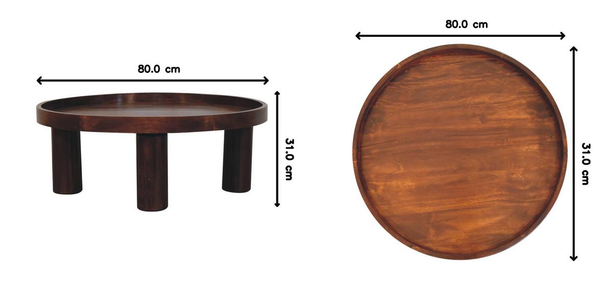COUCHTISCH Crescent Kastanie, Zylindrische Beine, Dunkelbraun - Dunkelbraun, Holz (80/80/31cm) - Artisan Furniture